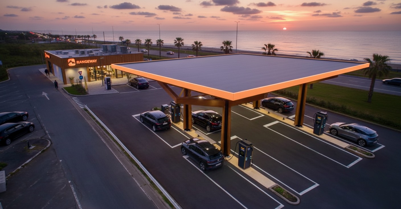 Coastal charging station along the Pacific Coast Highway